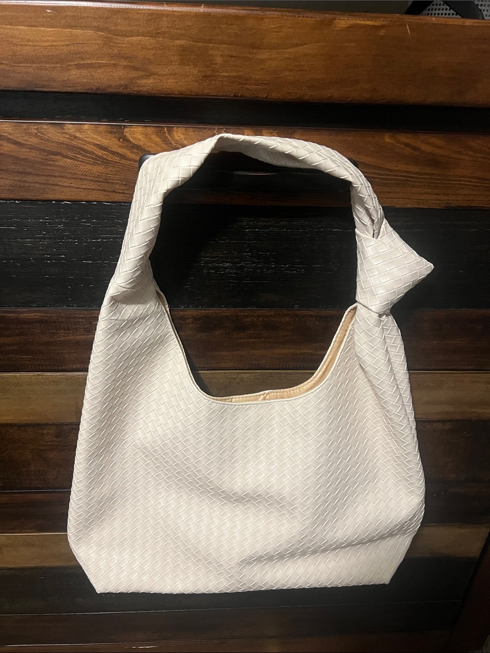 Ulta Beauty Cream Woven Knot-Handle Shoulder Bag